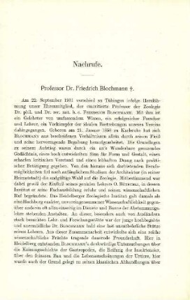 Professor Dr. Friedrich Blochmann ✝