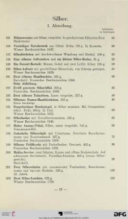 ? Silber. I. Abteilung (Nr. 185-?)