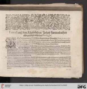Extract auß dem Kayserlichen allergnädigst ertheilten Privilegio
