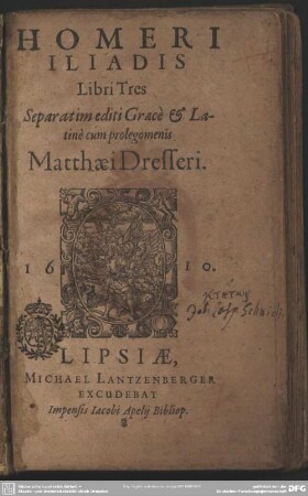 Homeri Iliadis libri tres