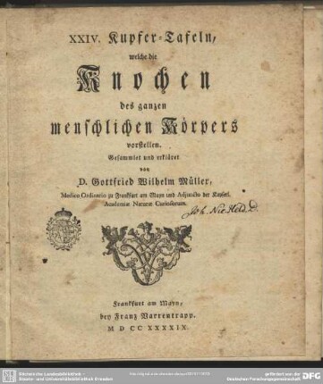 XXIV. Kupfer-Tafeln, welche die Knochen des ganzen menschlichen Körpers vorstellen