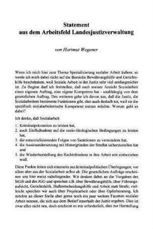 135-142, Statement aus dem Arbeitsfeld Landesjustizverwaltung