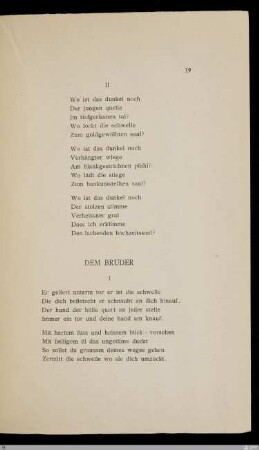 II Wo ist das dunkel noch