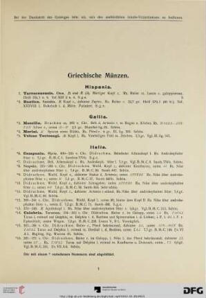 Griechische Münzen (Nr. 1-304)