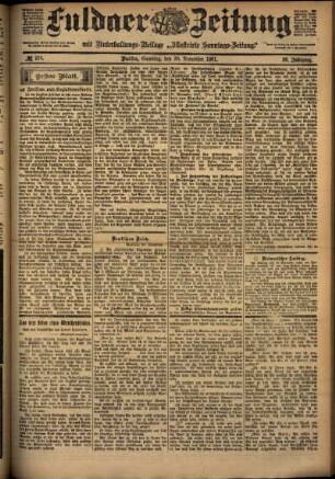 Erste Ausgabe vom Samstag, den 30. November 1901.