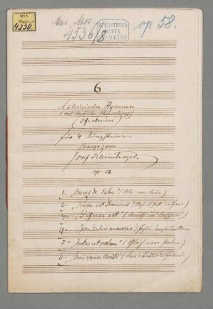 6 lateinische Hymnen für vier Singstimmen op. 58 - BSB Mus.ms. 4536-8