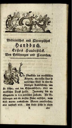 Erstes Haubtstück. Von Erkältungen und Catarrhen. - Neuntes Haubtstück. Vom schleichenden Nervenfieber.