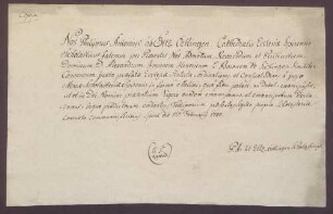 Documentum emancipationis des Alexander Johann Heinrich von Sickingen-Sickingen.
