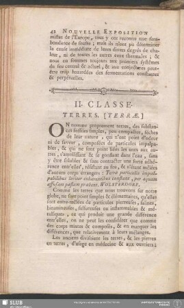 II. Classe. Terres. [Terrae]