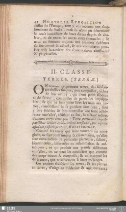 II. Classe. Terres. [Terrae]