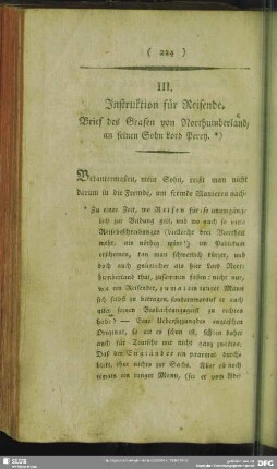 III. Instruktion für Reisende