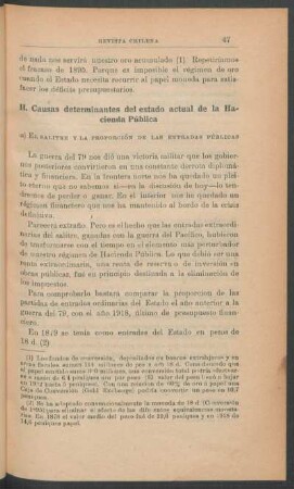 II - Causas determinantes del estado actual de la Hacienda Pública