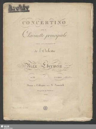 Concertino pour la Clarinette principale avec accompagnement de l'orchestre : op. 61