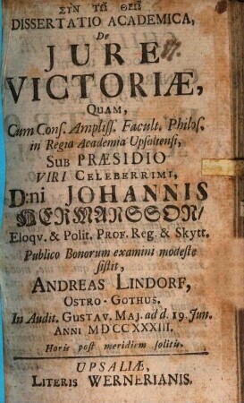 Diss. acad. de iure victoriae