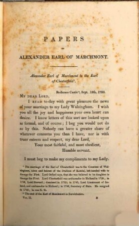 A selection from the papers of the Earls of Marchmont : in the possession of the right honble Sir George Henry Rose ; illustrative of events from 1685 to 1750 ; in three volumes. 2