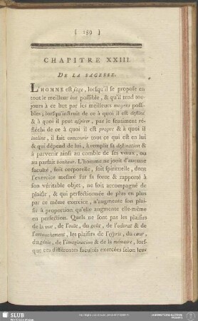 Chapitre XXIII. De La Sagesse