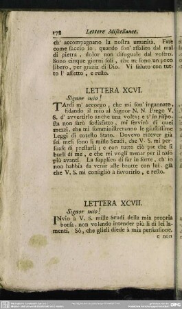 Lettera XCVII. Signor mio!