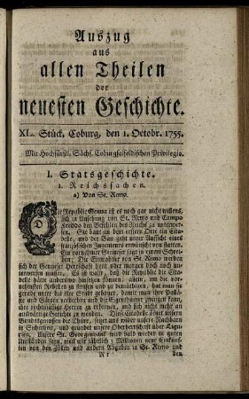 XL. Stück. Coburg, den 1. Octobr. 1755.