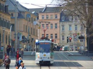 Plauen - Straßenbahn : Straßenbahnverkehr. Aufgenommen am 28. März 2012 in der Innenstadt von Plauen im Vogtland