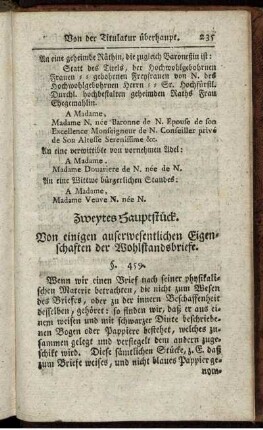 Zweytes Hauptstück. Von einigen auserwesentlichen Eigenschaften der Wohlstandsbriefe