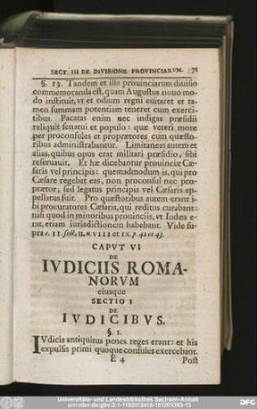 Caput VI De Iudiciis Romanorum eiusque