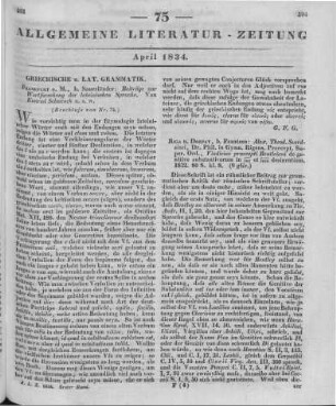 Schwenck, J. K.: Beitrag zur Wortforschung der lateinischen Sprache. Frankfurt am Main: Sauerländer 1833 (Beschluss von Nr. 74)