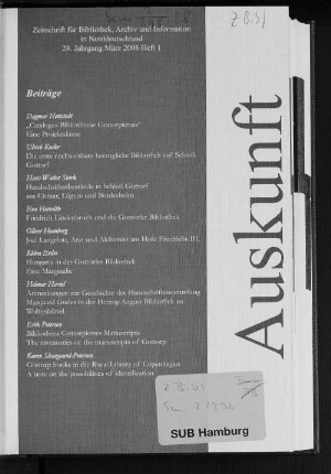 28.2008: Auskunft : Zeitschrift für Bibliothek, Archiv und Information in Norddeutschland