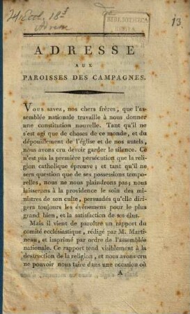 Adresse Aux Paroisses Des Campagnes