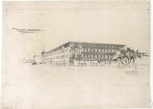Gsaenger, Gustav; München, Romanplatz / Notburgastr.; Wohn- und Geschäftshaus Frauenhofer - Romanplatz (Perspektive)