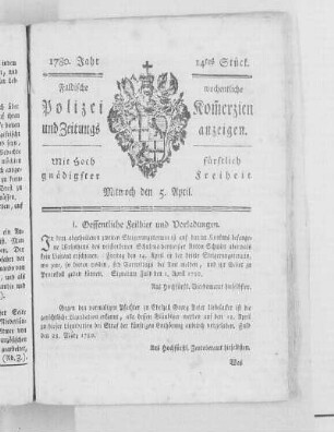 14tes Stück., Ausgabe vom 5. April 1780