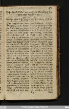[8)] Besonderes Gebet um nützliche Abwartung des öffentlichen Gottesdienstes.