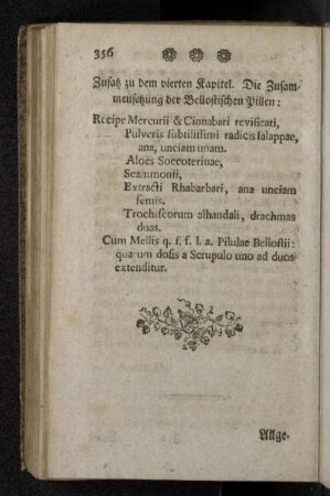 Zusatz zu dem vierten Kapitel. Die Zusammensetzung der Bellostischen Pillen.