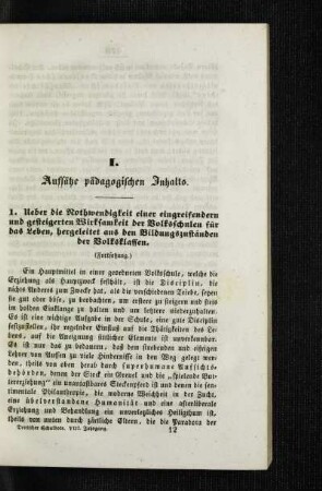 Ueber die Nothwendigkeit einer eingreifendern und gesteigerten Wirksamkeit der Volksschulen für das Leben, hergeleitet aus den Bildungszuständen der Volksklassen : (Fortsetzung)