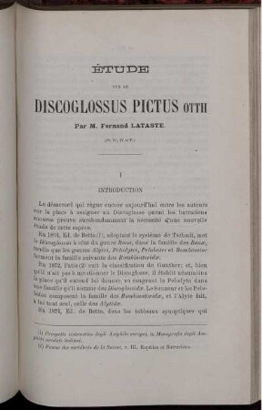 Étude Sur Le Discoglossus Pictus Otth
