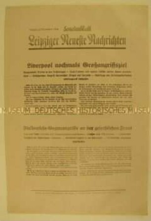 Sonderblatt der "Leipziger Neuesten Nachrichten" zur Bombardierung von Liverpool