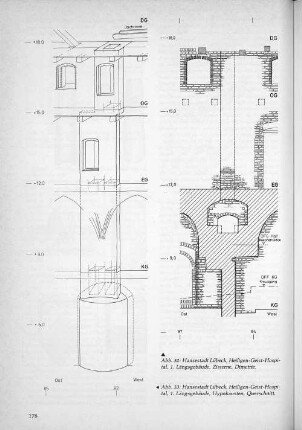 Abb.33: Hansestadt Lübeck, Heiligen-Geist-Hospital, 1. Längsgebäude, Hypokausten, Querschnitt.