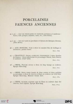 Porcelaines - Faiences anciennes (Nr. 20-69)
