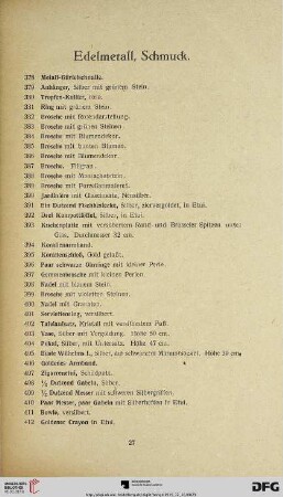 Edelmetall, Schmuck (Nr. 378-412)