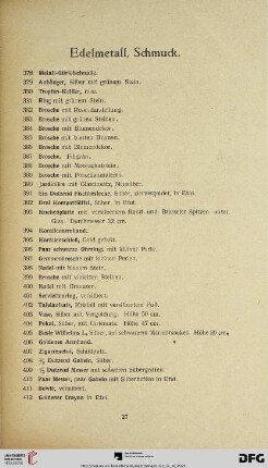 Edelmetall, Schmuck (Nr. 378-412)