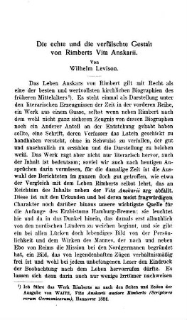 Die echte und die verfälschte Gestalt von Rimberts Vita Anskarii.