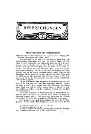 Besprechungen : Philosophisches und Pädagogisches