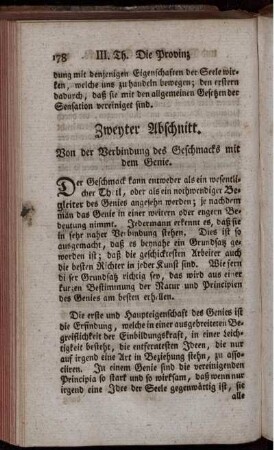 Zweyter Abschnitt. Von der Verbindung des Geschmacks mit dem Genie