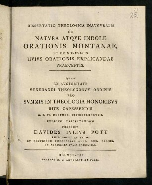 I-XXVII, De Natura Atque Indole Orationis Montanae