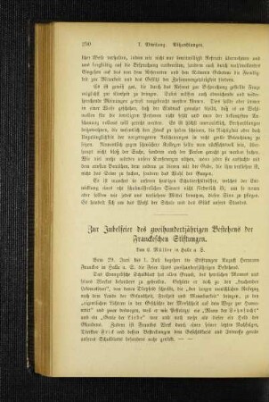 Zur Jubelfeier des zweihunderjährigen Bestehens der Franckeschen Stiftungen