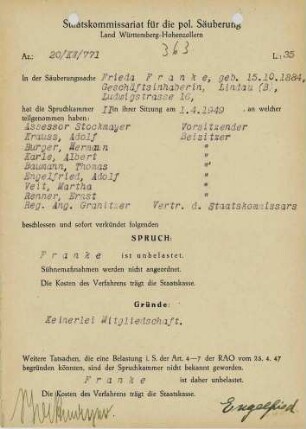 Franke, Frieda