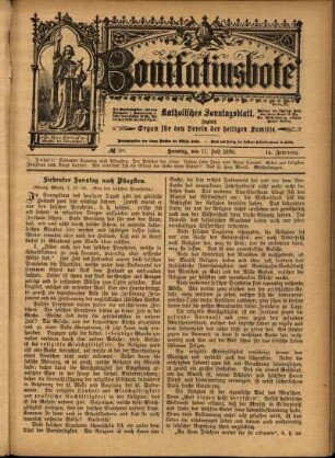 Erste Ausgabe vom Sonntag, den 17. Juli 1898.