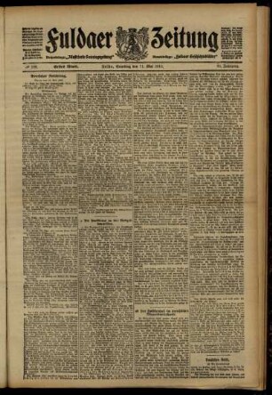 Erste Ausgabe vom Samstag, den 11. Mai 1912.