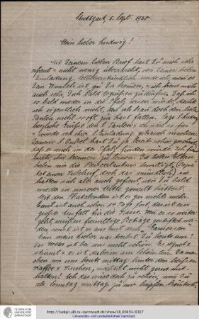 Brief vom 05.09.1920