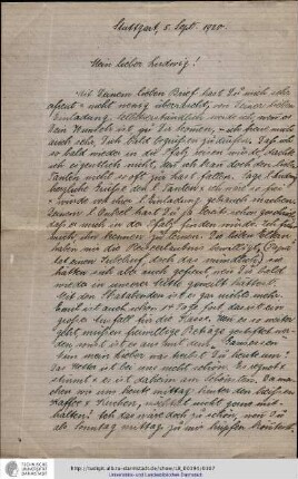 Brief vom 05.09.1920