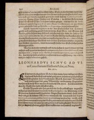140-159, Leonhardus Schug [...]. An. 1601. - Protocollum consultationis [...]